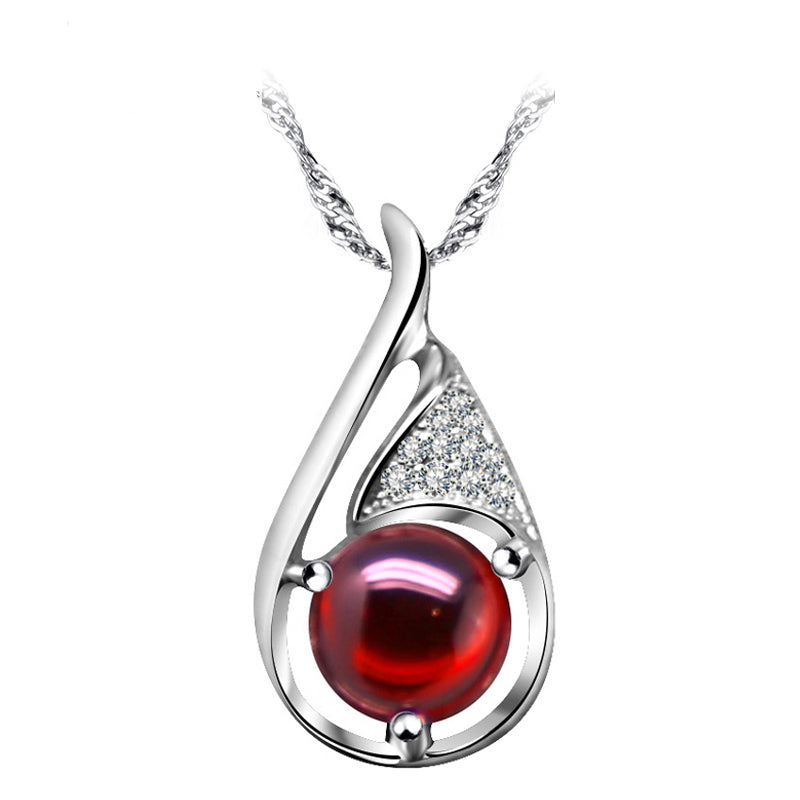 Silver 925 Sterling Necklace with Zircon - Purple