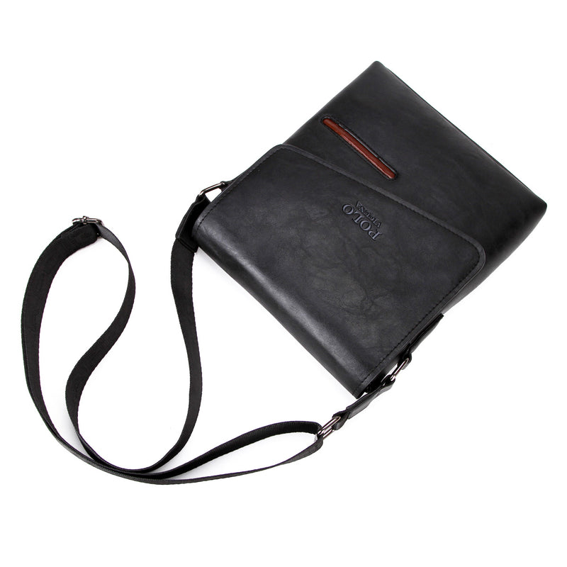 Vicuna Polo Vintage Leather Bag - Black - miqaya