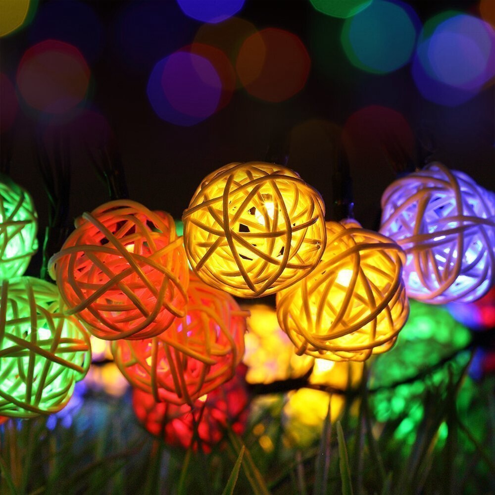 Battery Operated Ratten Ball LED Decoration Light - Multi-color