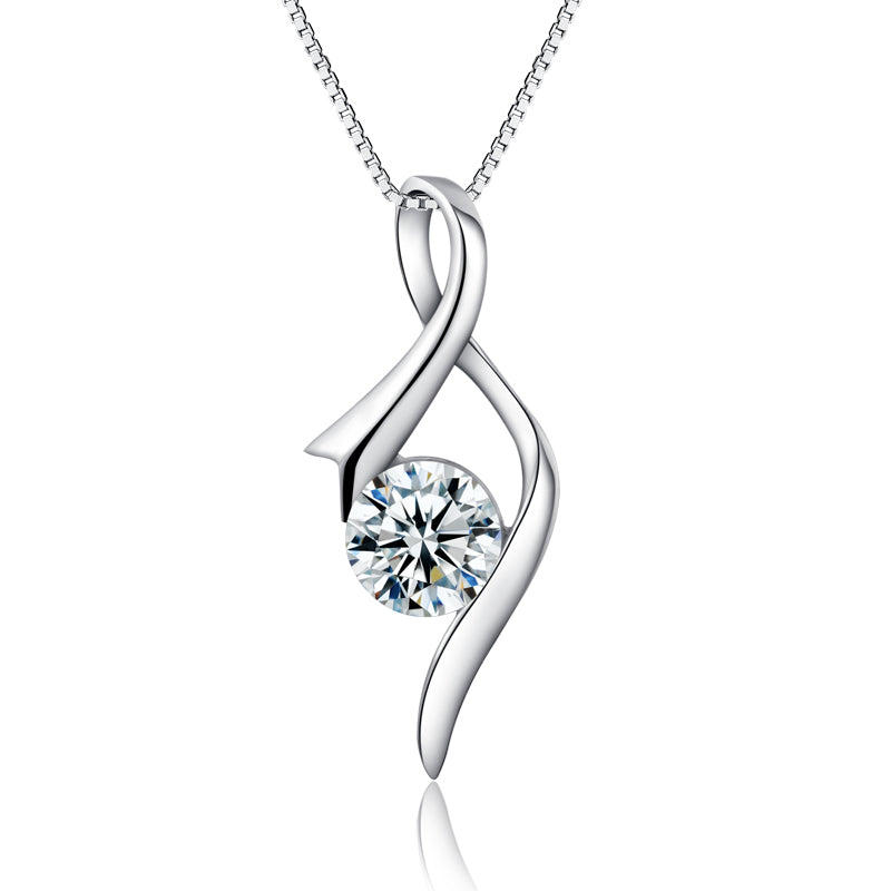 Silver 925 Sterling Necklace with Zircon - White - miqaya