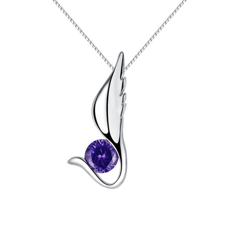 Silver 925 Sterling Necklace with Zircon - Purple - miqaya
