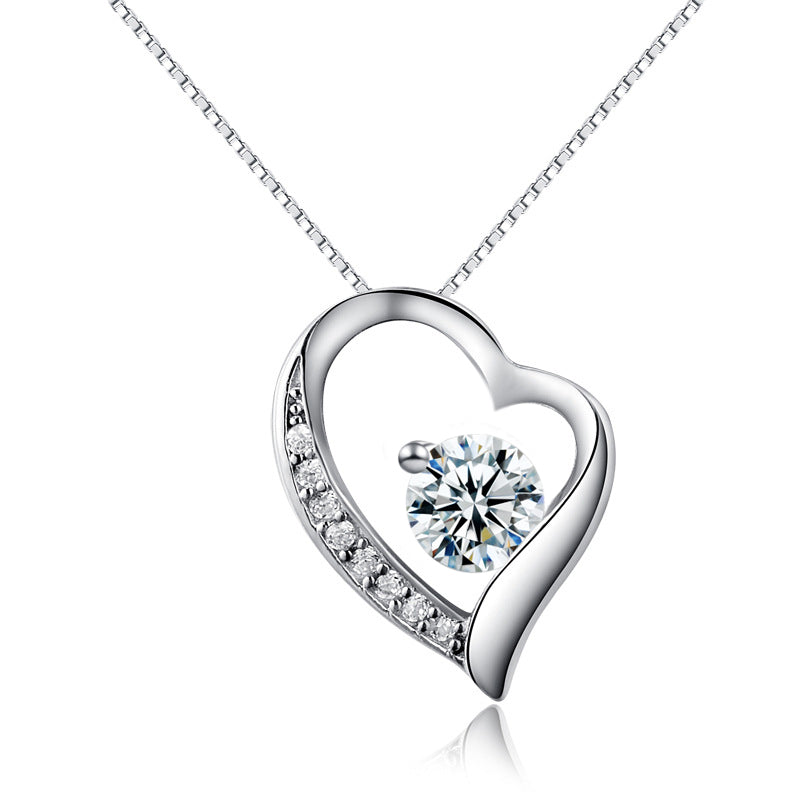 Silver 925 Sterling Necklace with Zircon - White - miqaya