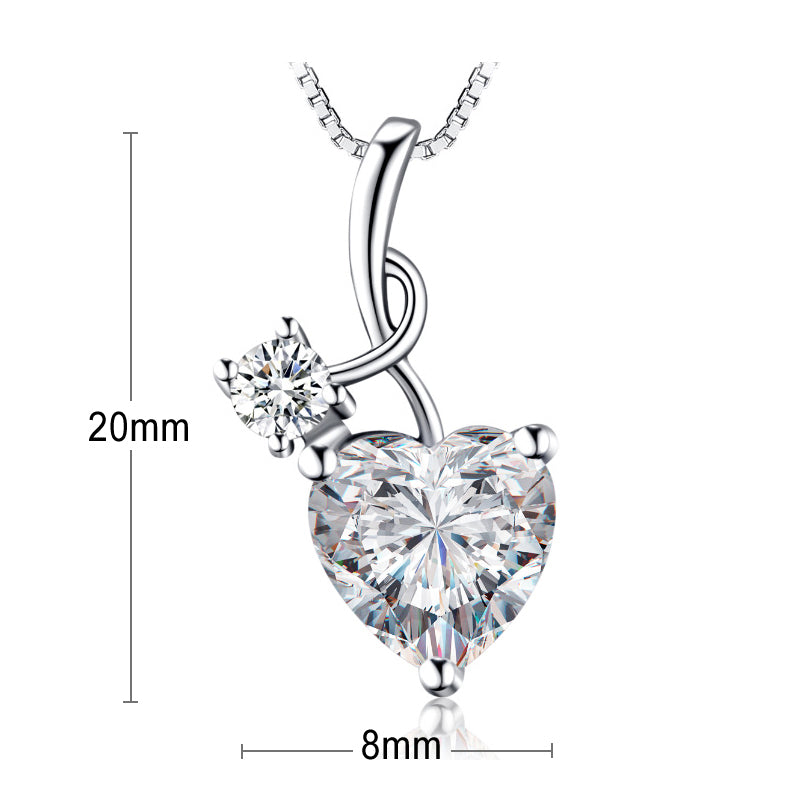 Silver 925 Sterling Necklace with Zircon - White - miqaya