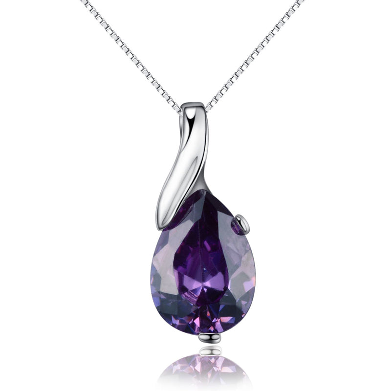 Silver 925 Sterling Necklace - Purple - miqaya