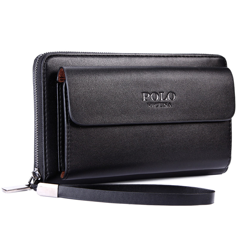 Leather Clutch - Organizer - Long Wallet - Black - miqaya