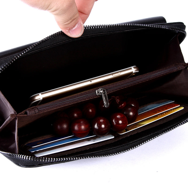 Leather Clutch - Organizer - Long Wallet - Black - miqaya