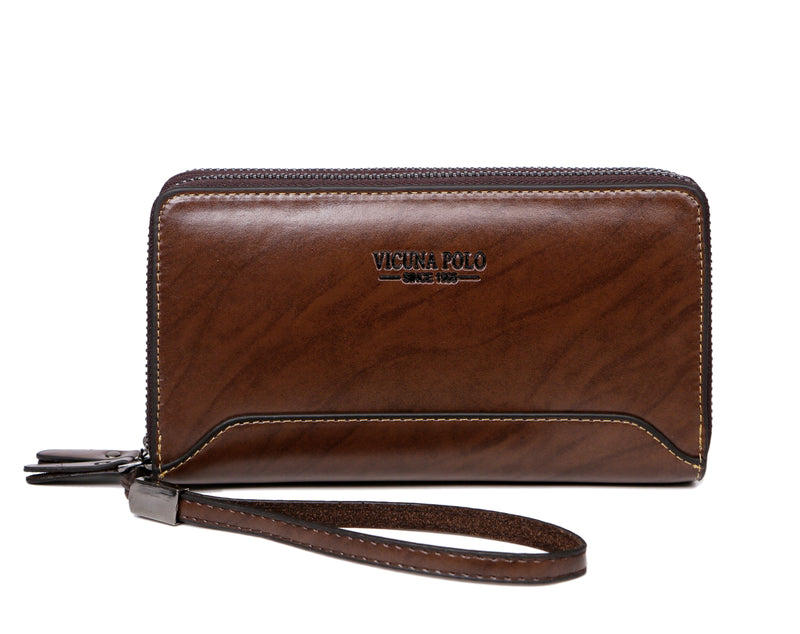 Leather Clutch - Organize - Long Wallet - Brown - miqaya
