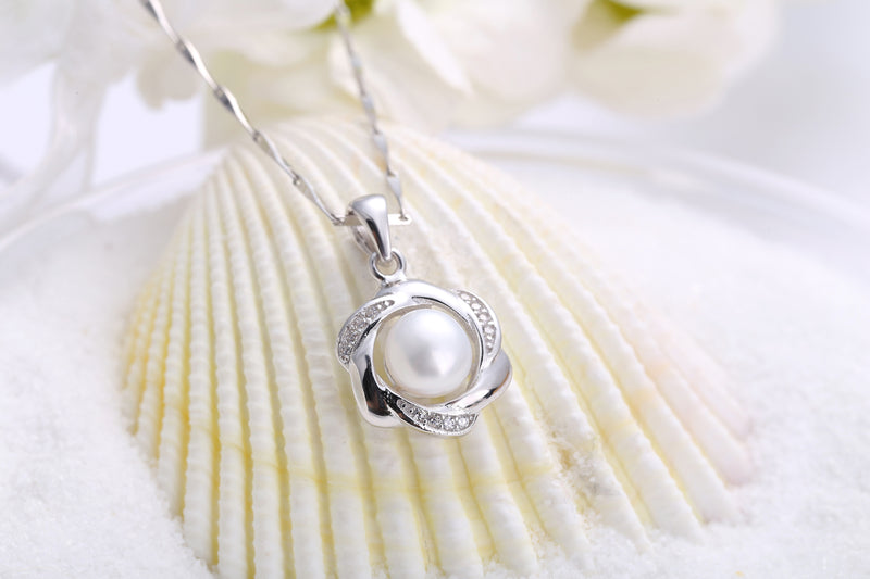 Silver 925 Sterling Necklace with Zircon - Perl - miqaya