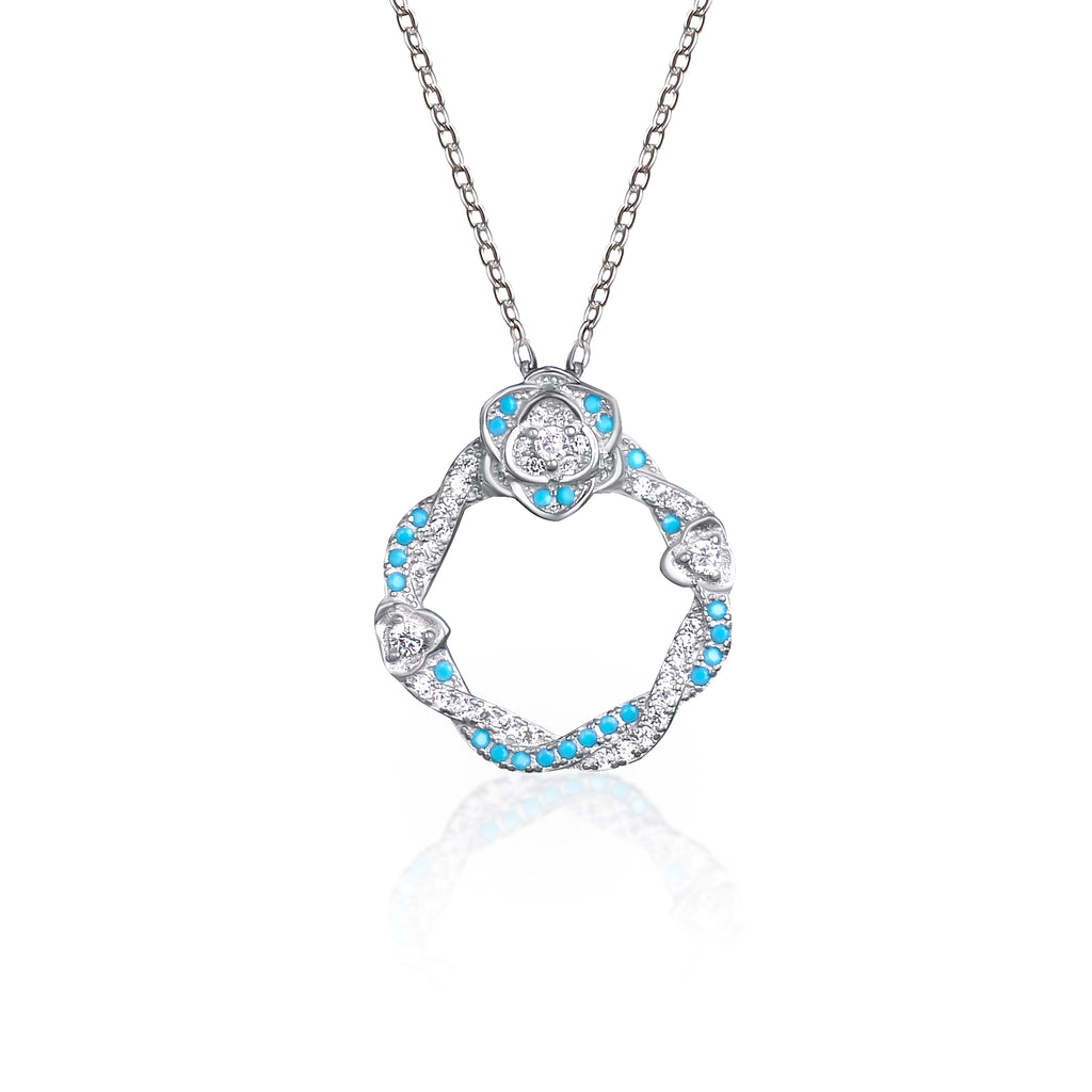 Braided Multistone Blue White Pendant Necklace - miqaya