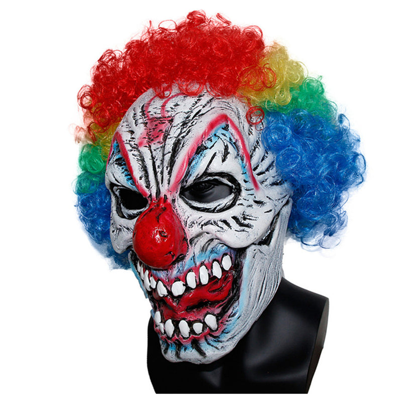 Last Laugh Circus Joker Halloween Mask mit Haar - miqaya