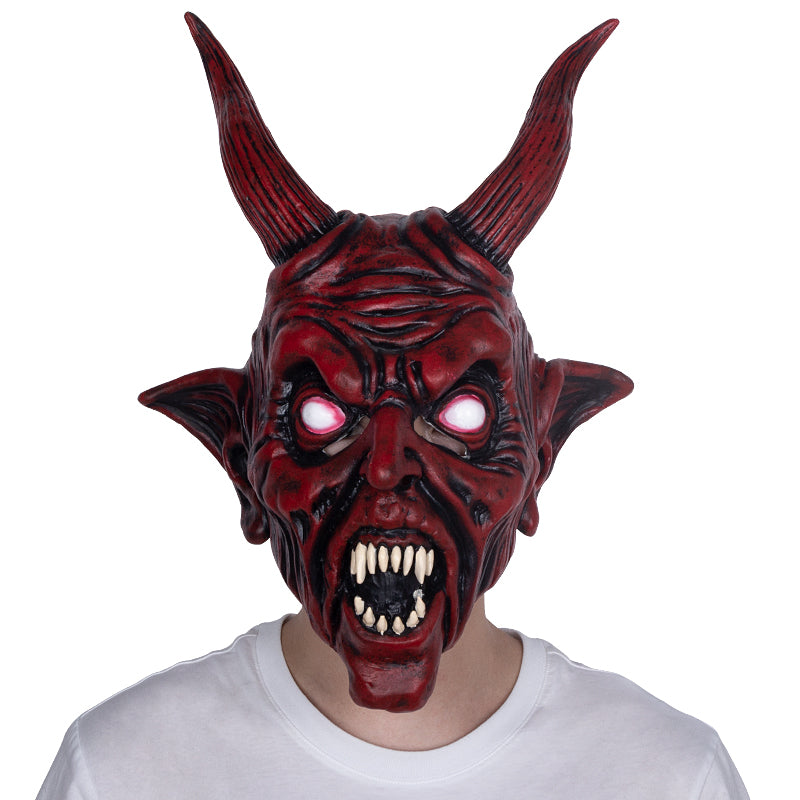 Red Devil Scary Halloween Latex Mask - miqaya