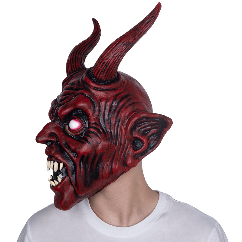 Red Devil Scary Halloween Latex Mask - miqaya